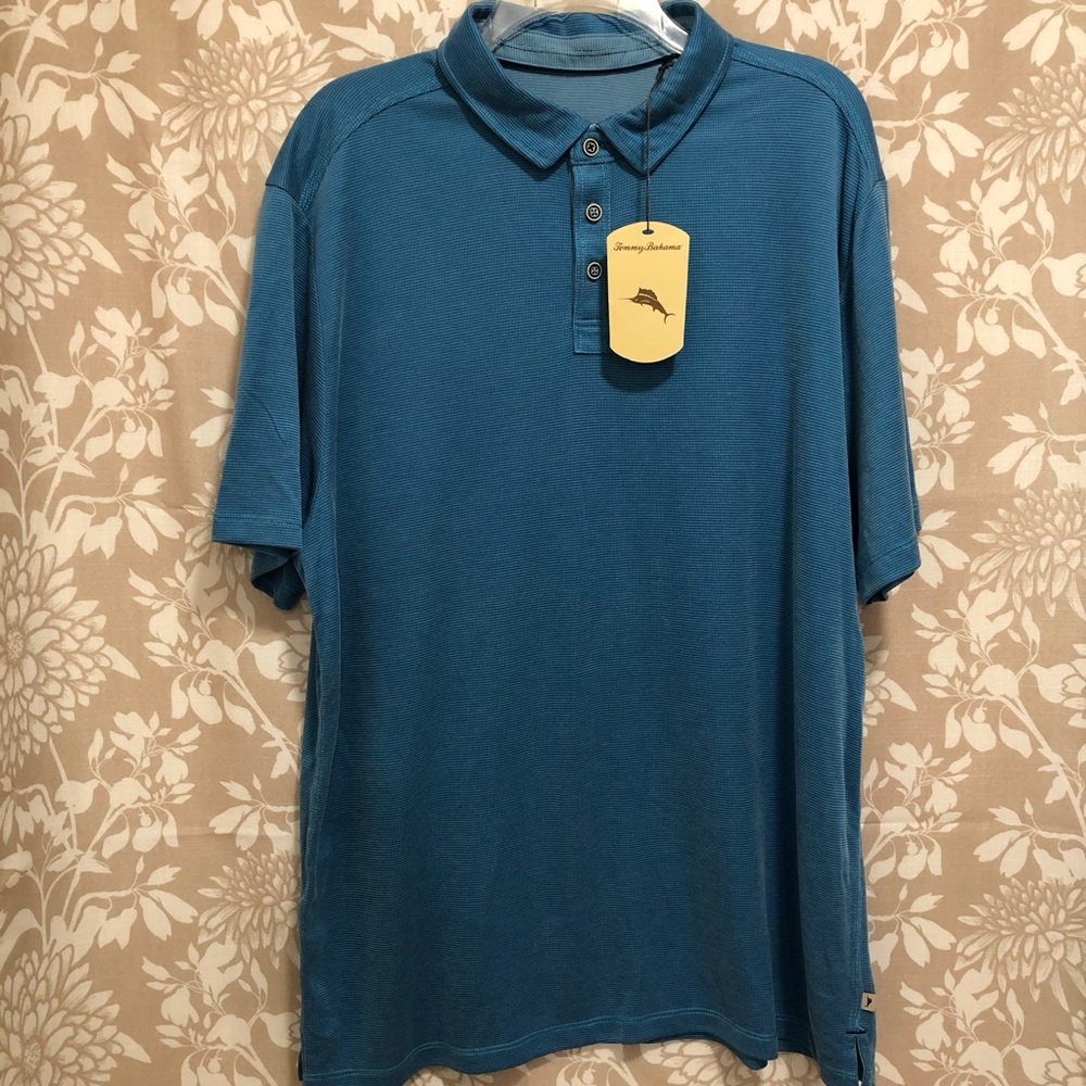 Mens Tommy Bahama Mambo Blue Polo Golf Performance Shirt NWT